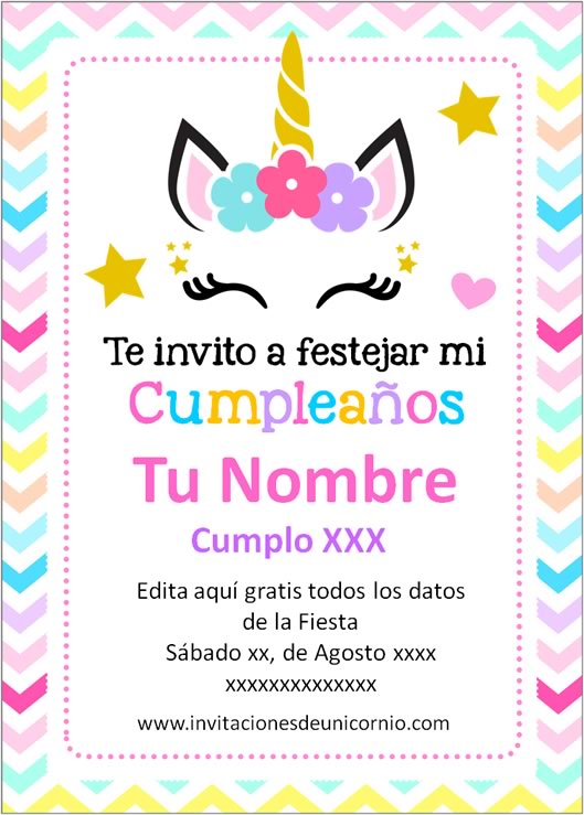 invitacion de unicornio Cumpleaños