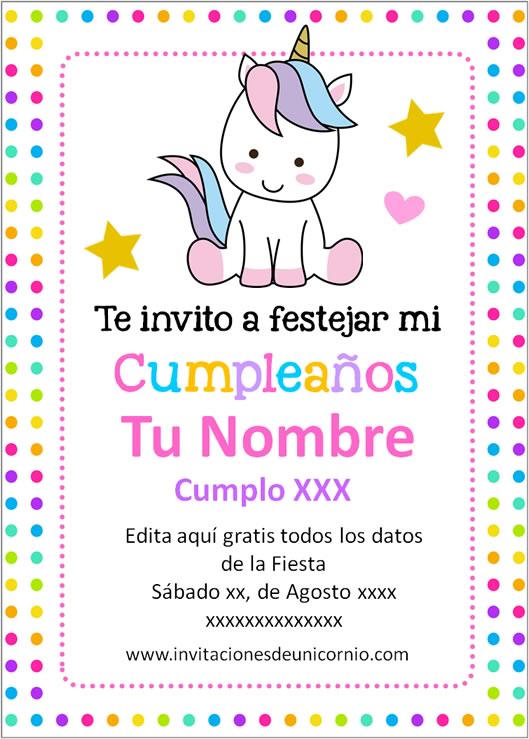 invitacion de unicornio Cumpleaños