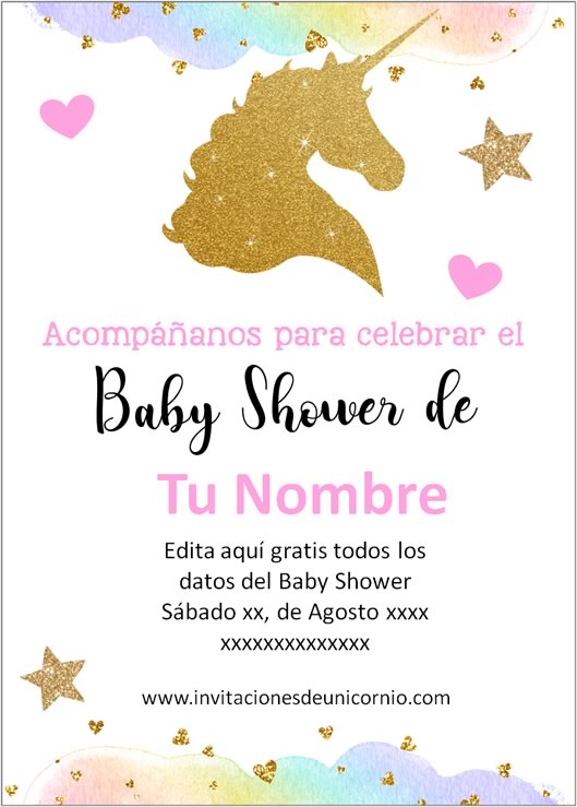 invitacion de unicornio baby shower